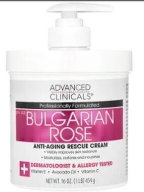 New Advanced Clinicals Bulgarian Rose Anti-Aging Rescue Cream 16 oz